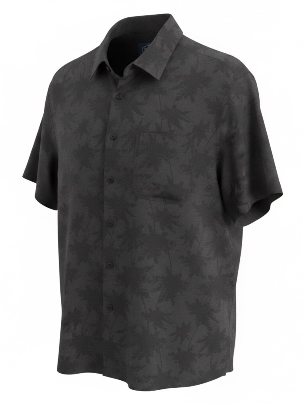 Nat Nast Short-Sleeve Black Palm-Print Button Down Shirt